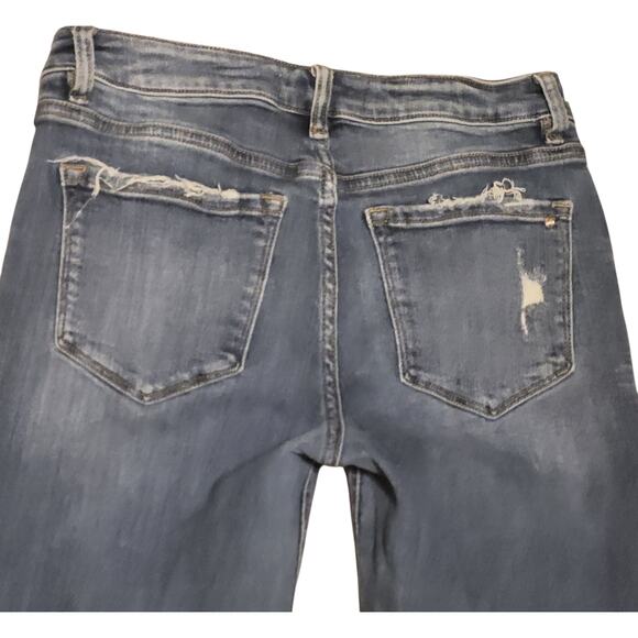 Mica Los Angeles Low-Rise Cropped Distressed Jeans w Raw hems Womens Sz 26 - Picture 3 of 9